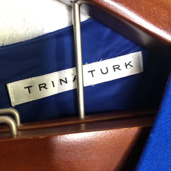 Trina Turk Cubanist Colorblock Blue Black Dress Long Sleeve Career Knee - Picture 3 of 6